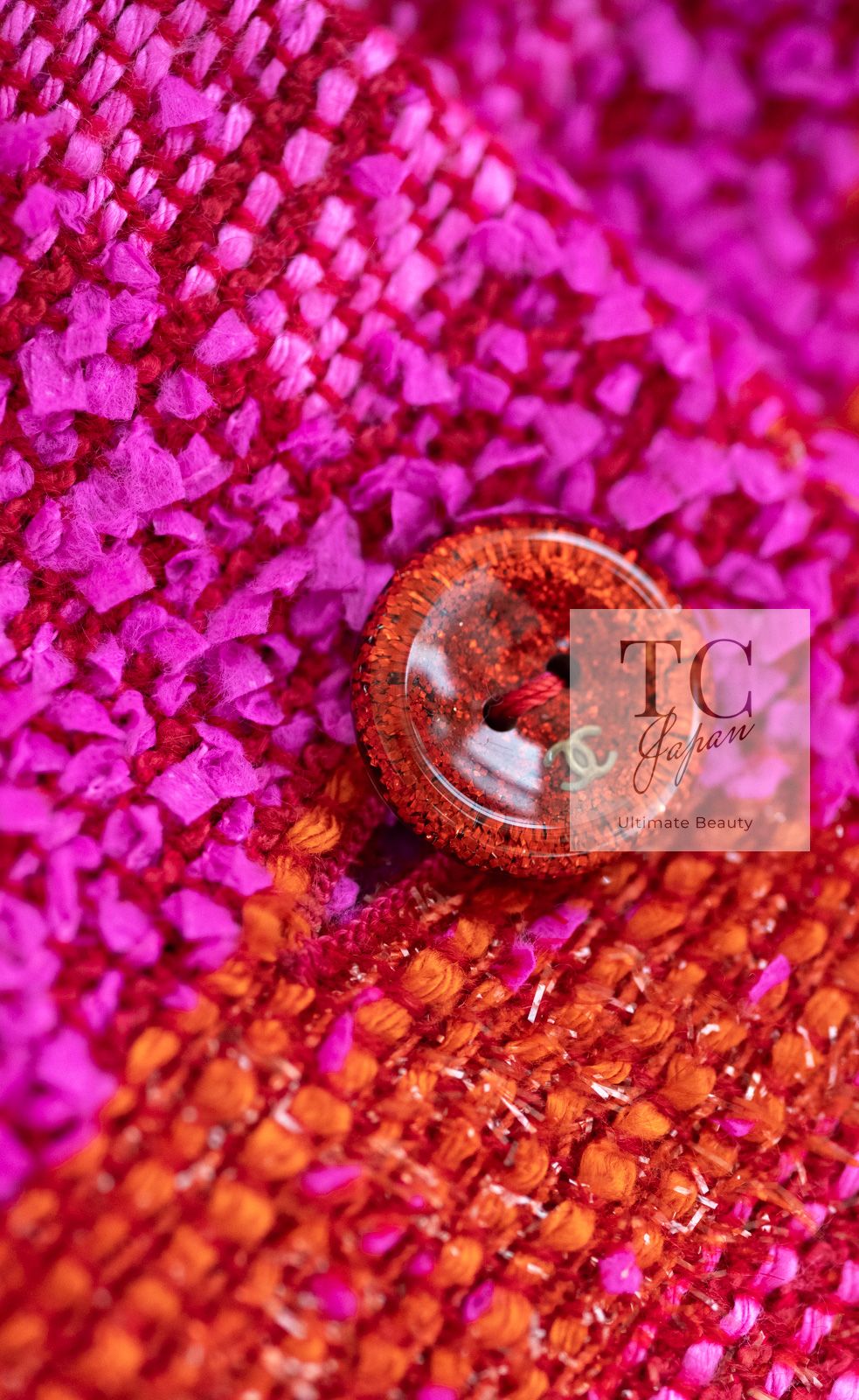 CHANEL - シャネル ジャケット CHANEL ピンク コーラル オレンジ イエロー ツイード キャンディー カール・ラガーフェルド作品  超美品 38 CHANEL - シャネル ジャケット CHANEL ピンク コーラル オレンジ