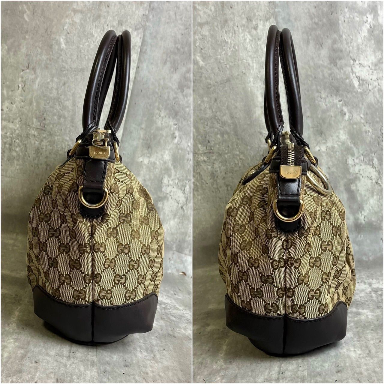 ✨良品✨ GUCCI グッチ 2way ショルダーバッグ トートバッグ GG柄 ロゴ型押し ゴールド金具 シリアル 肩掛け 斜め掛け キャンバス レザー  レディース ベージュ 肌色 ブラウン 茶色 - メルカリ