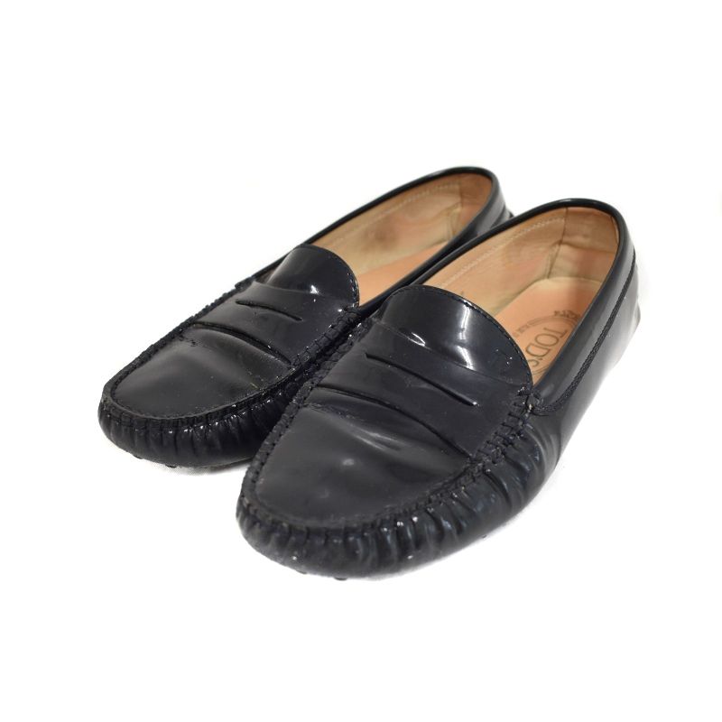 トッズ TOD S ドライビングシューズ ローファー 37 黒 ブラック AA