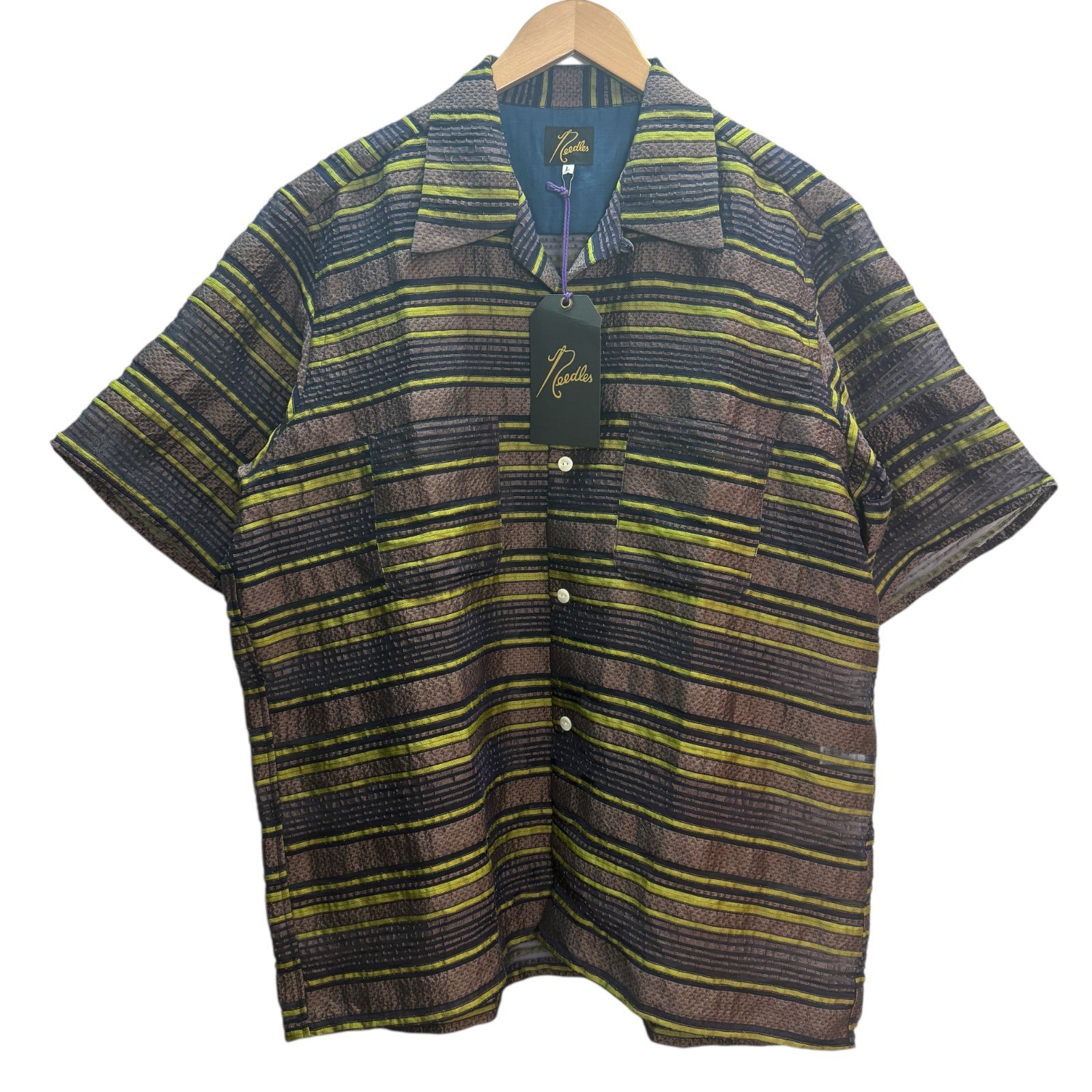 サイズL ニードルズ Needles 24SS S S ONE-UP SHIRT - PE CU N C R CHIFFON STRIPE JQ． ストライプシアーシャツ OT145 8065000209268