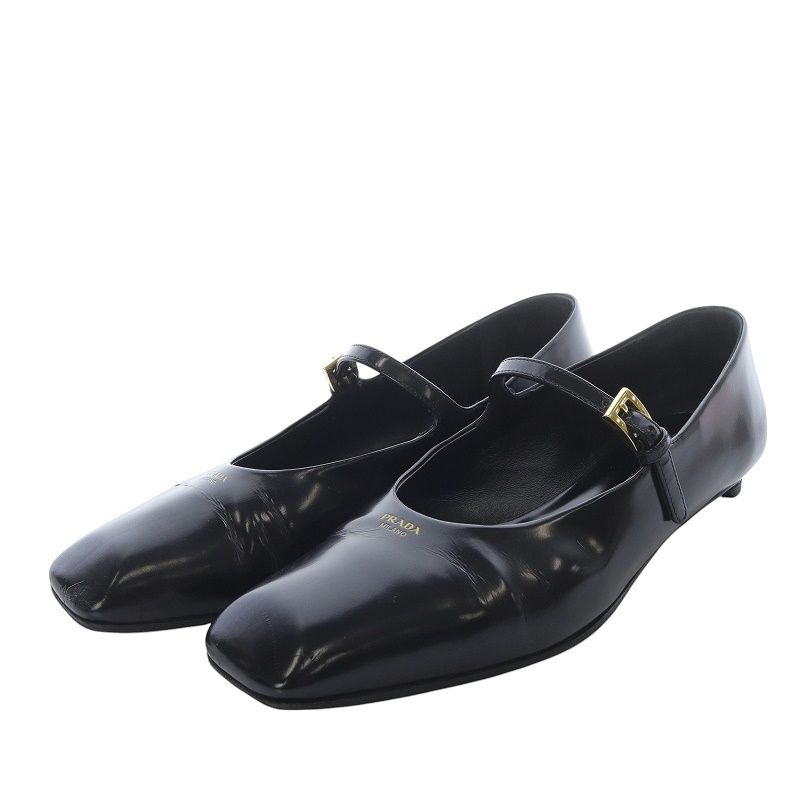 プラダ PRADA ブラッシュドレザー メリージェーン バレリーナ