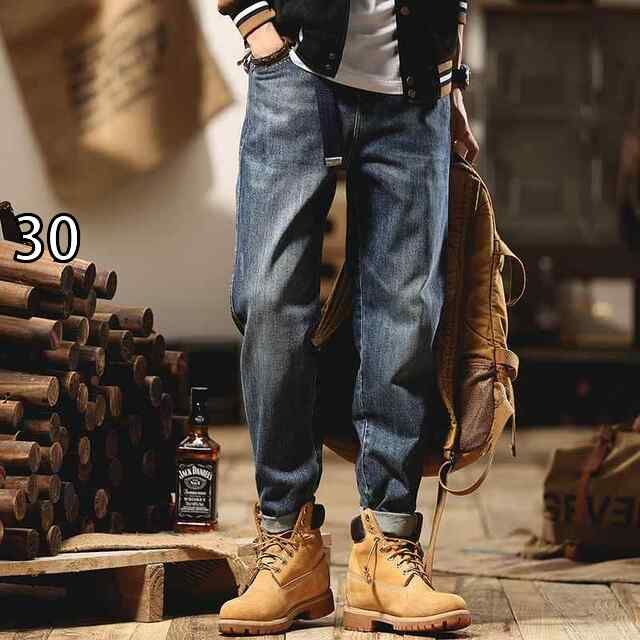 30 メンズ ファッション オシャレ 男性用 シンプル 大人 かっこいい カジュアル ストリート ヒップホップ HipHop アメカジ ジーンズ ルーズ ストレート 綿 パンツ