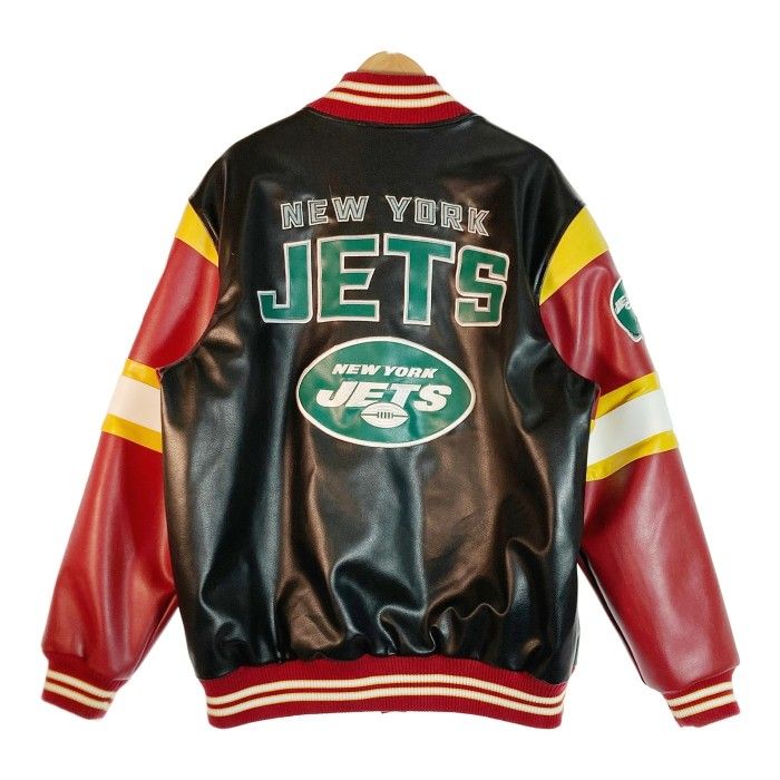 NFL ニューヨークジェッツ　スタジャン　レザー 古着 NFL New York Jets ジェッツ 本革 オール スエード レザー