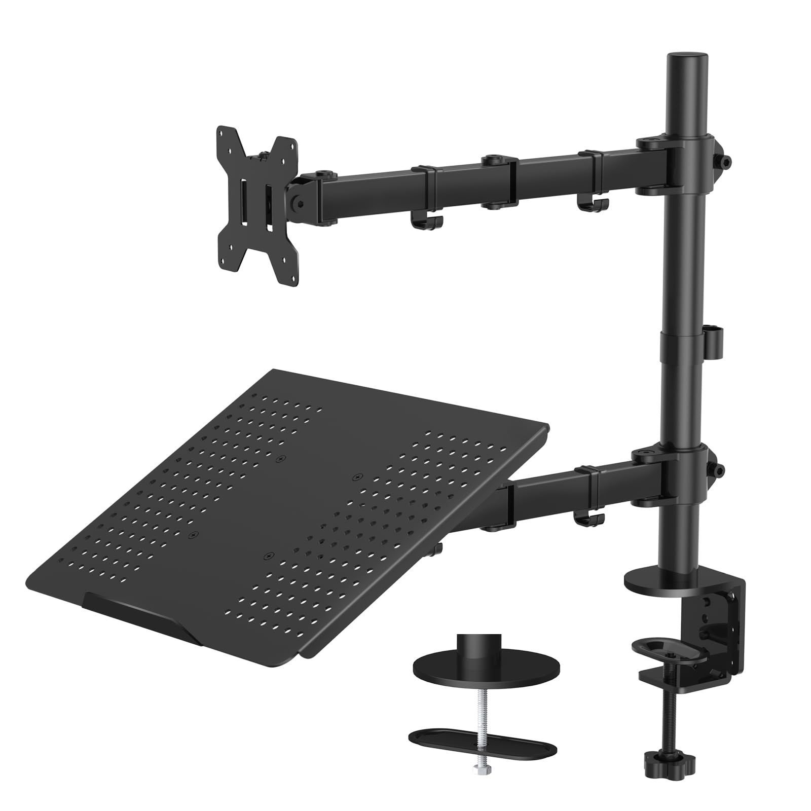 HNCM2 ケーブル収納 多角度調節 *100mm VESA100 PCスタンドアーム 15.6インチまで 耐荷重10kg 13～27インチ対応 モニター|ディスプレイアーム 2in1 ノートパソコンアーム ファーノー HUANUO