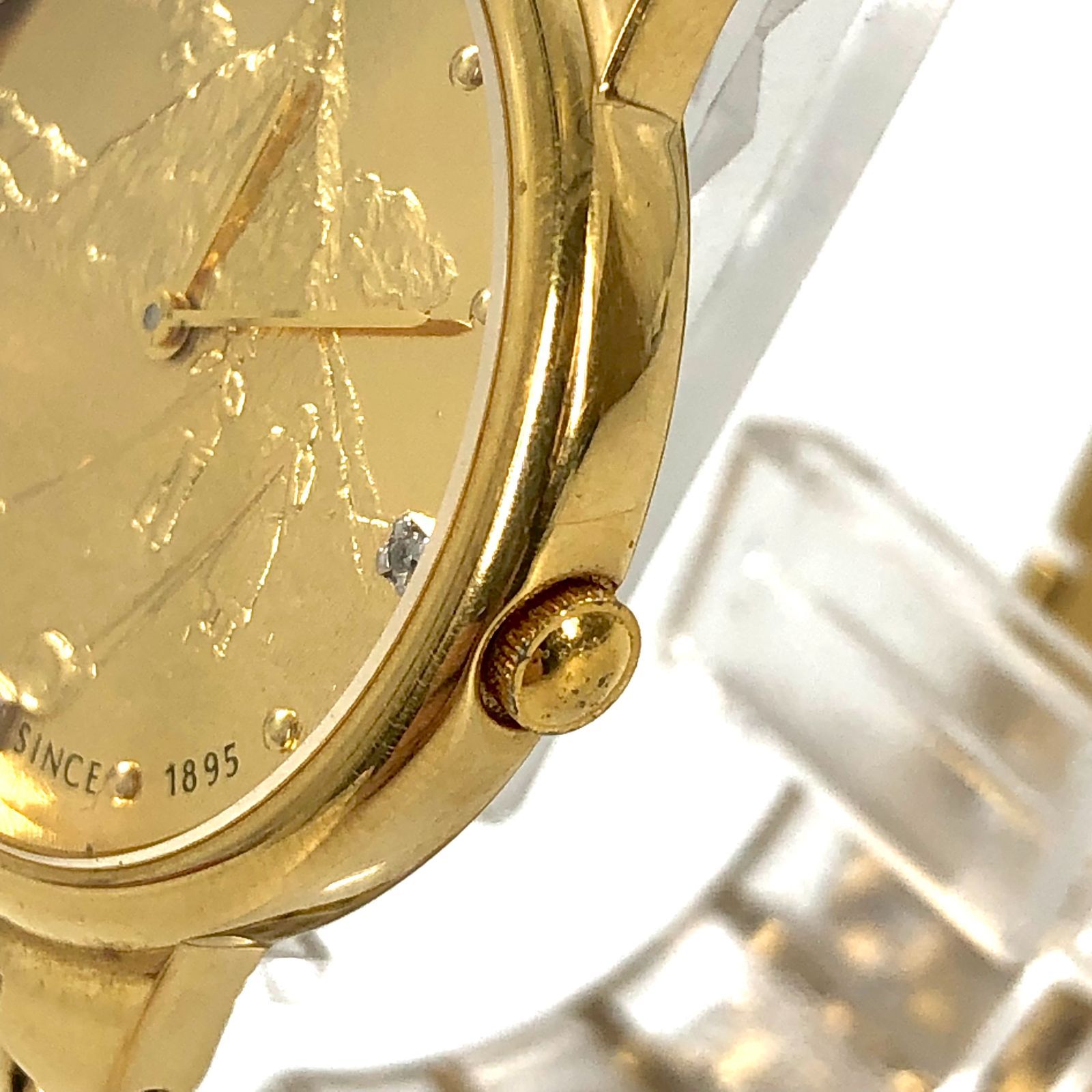 AUREOLE オレオール SW-565M コインウォッチ QZ/24K×SS 5Pダイヤ 