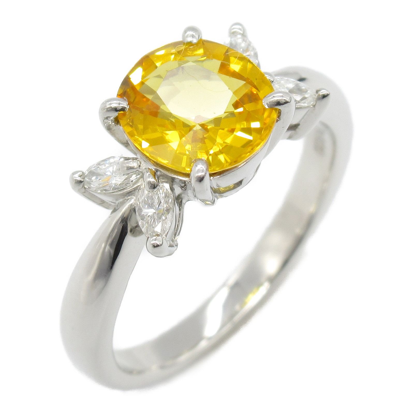 ジュエリー JEWELRY リング 指輪 イエローサファイア ダイヤモンド リング ｲｴﾛｰｻﾌｧｲｱ 5.5g 9.5 Pt900プラチナ ダイヤモンド リング レディース Used A