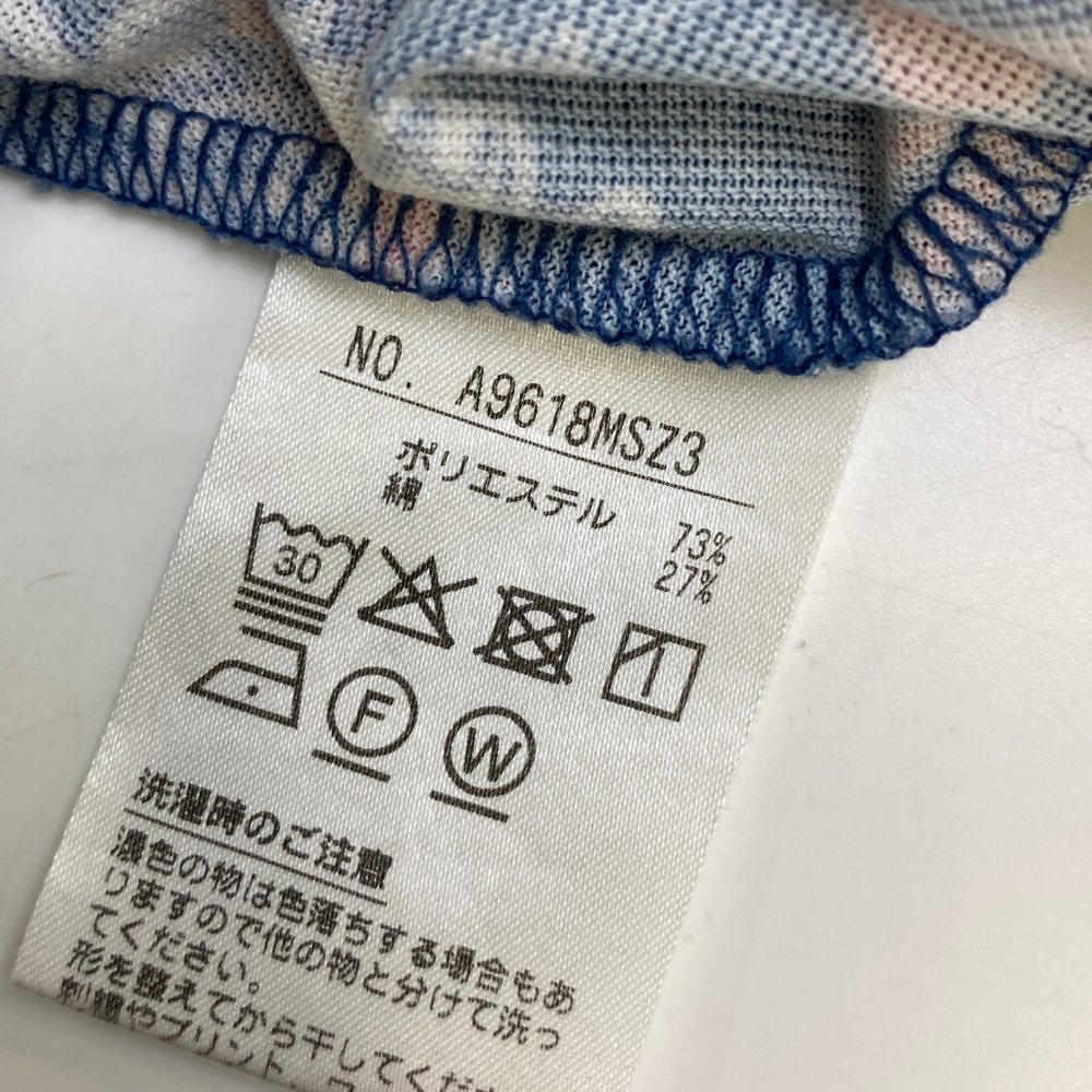 サイズ：L AND PER SE アンパスィ  半袖ポロシャツ ボタンダウン シェル総柄 ネイビー系 [240101437062] ゴルフウェア メンズ ストスト サイズ：L AND PER SE アンパスィ 半袖ポロシャツ ボタンダウン