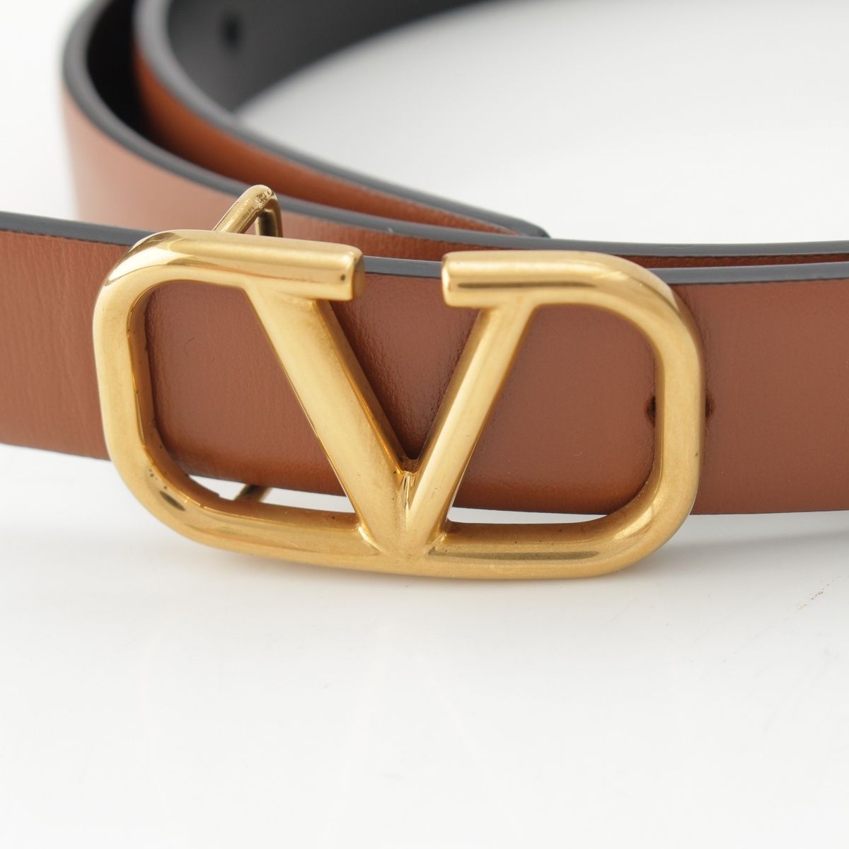 ヴァレンティノ レザー Vロゴ ゴールド金具 リバーシブル ベルト  