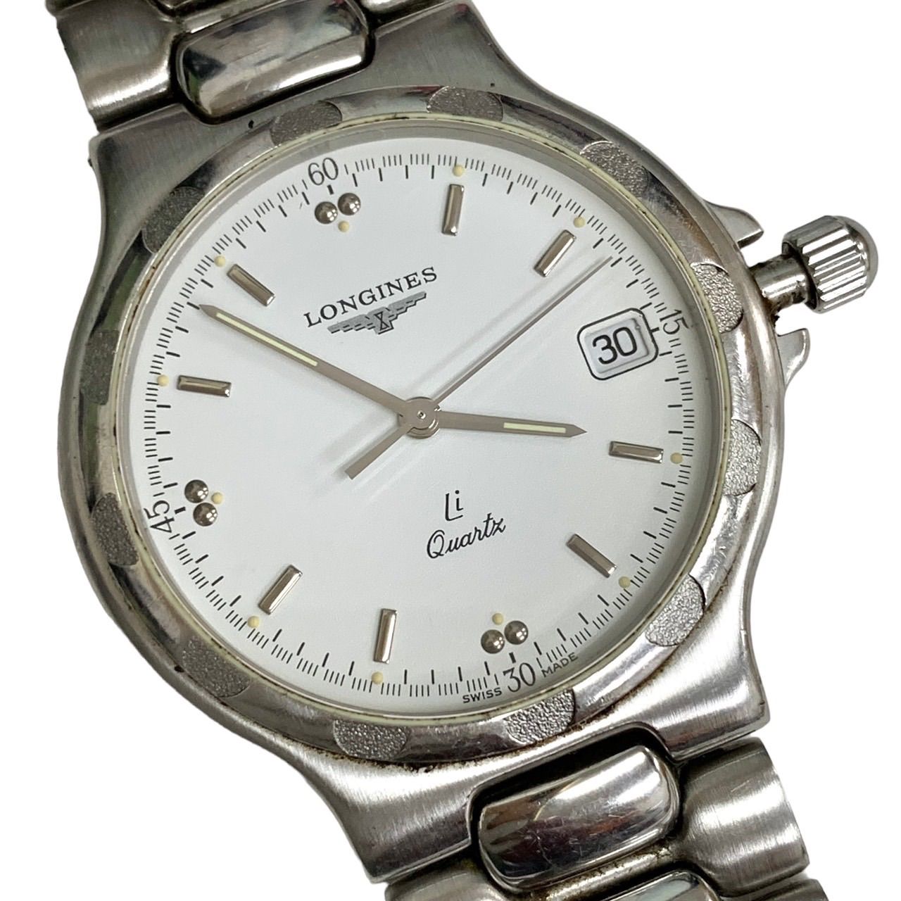 【ジャンク品です⭐️LONGINES ロンジン】 Conquest /コンクエスト　 MODELE DEPOSE L1.621.4 クォーツ　  シルバー　 純正ベルト一部　 メンズ （AYA）