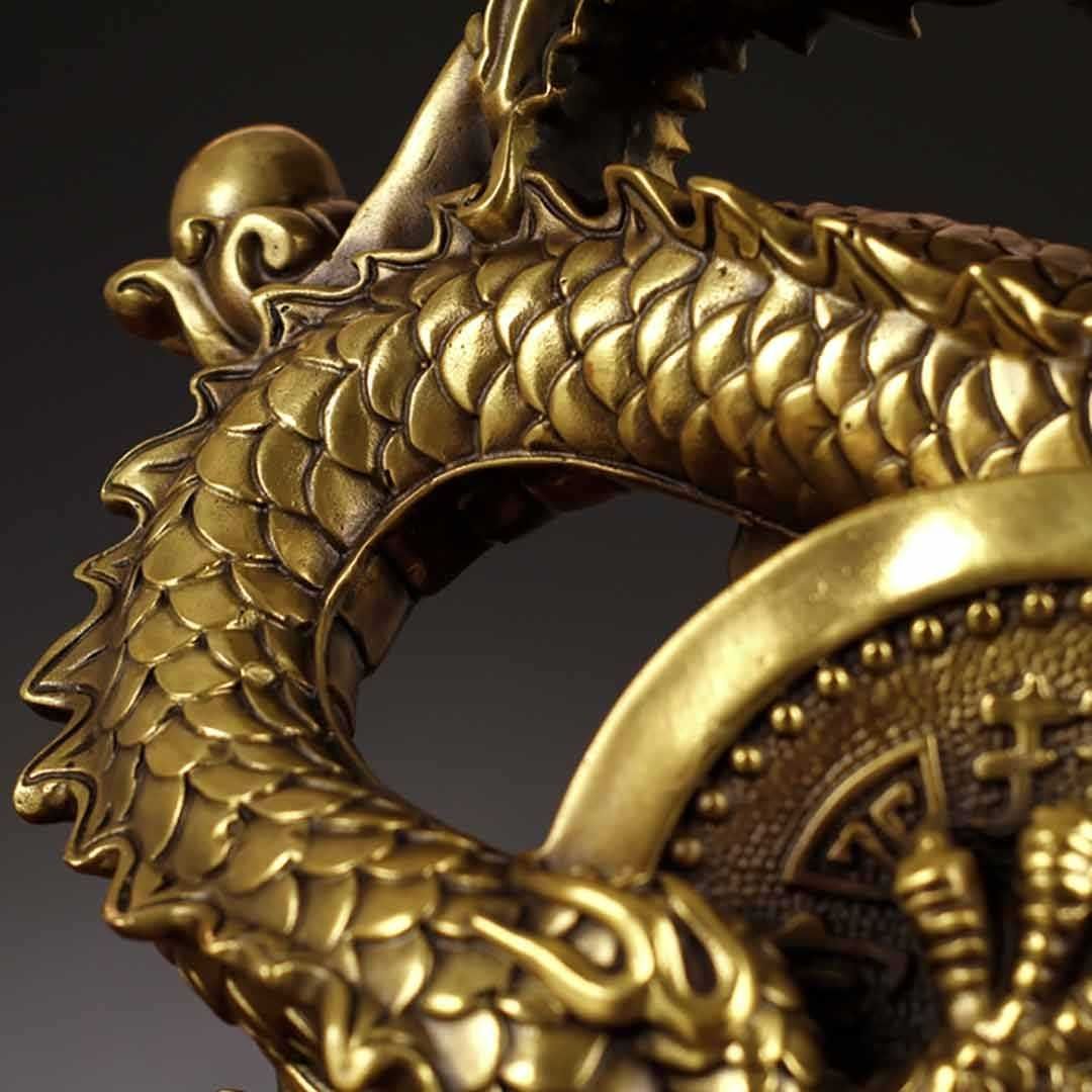 風水 龍 特大 古銭 ドラゴン 金属 置物 竜 玄関 風水グッズ 開運