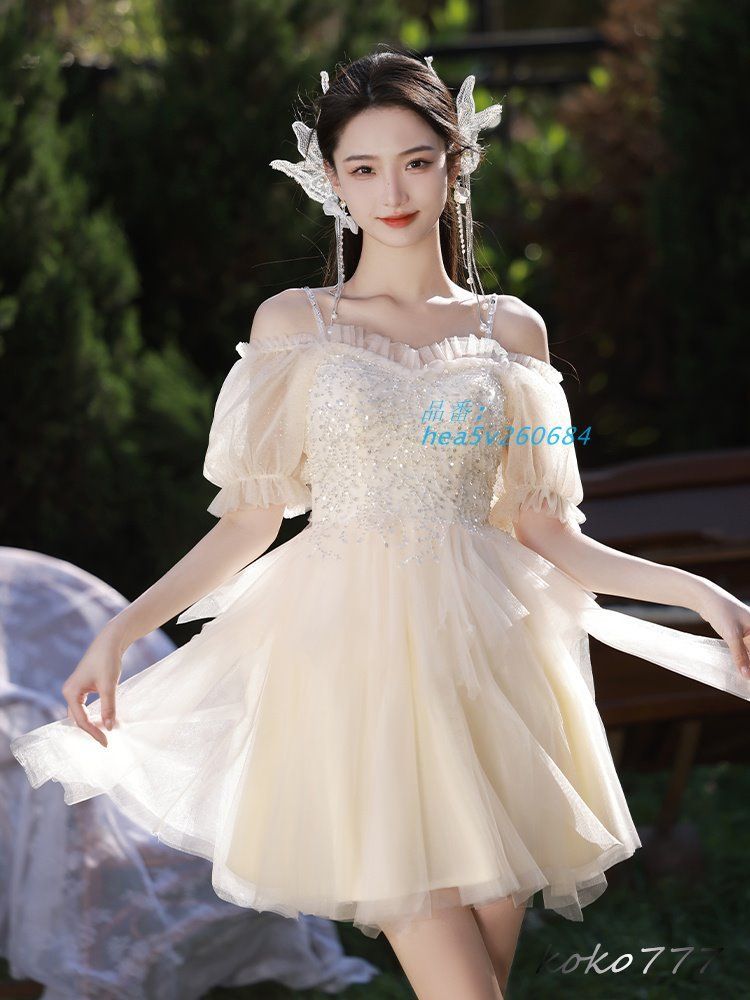 パーティドレス レディース ナイトドレス ショート 誕生日パーティー ワンピース 姫系 洋服発表会 舞台衣装 公演 イベント ウェディング 成人式 hea5v260684