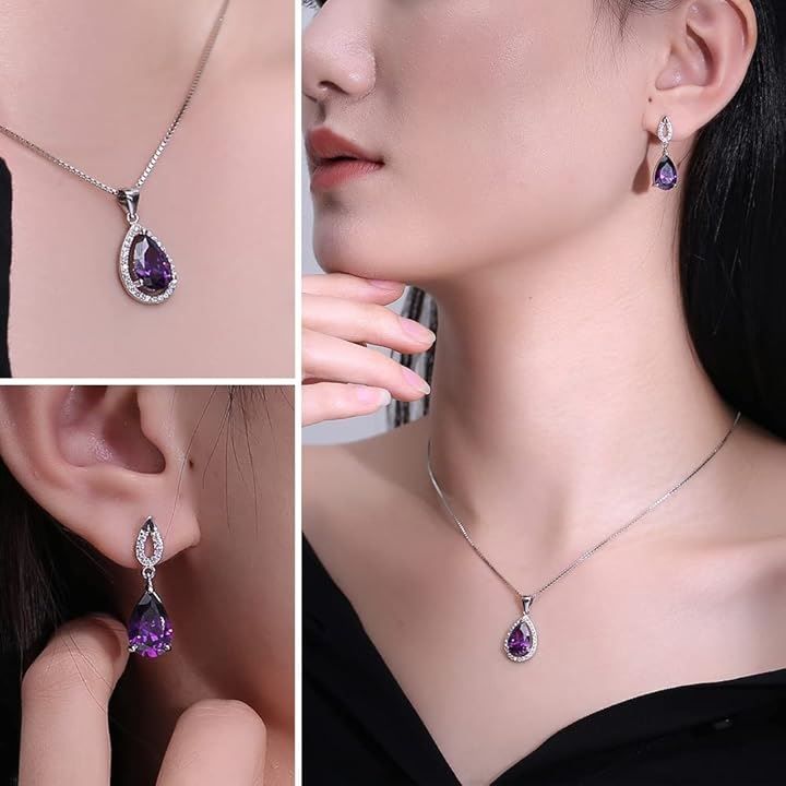 JIANGXIN 女性 ネックレス ペンダント 水滴がたれるスタイル 誕生石 