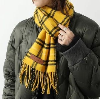 MARNI マルニ マフラー SCMC0104Q0 UAW021 チェック柄 フリンジ ロゴパッチ ウール ストール CHY56|WOOL-CHECK