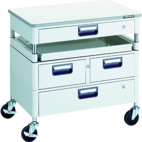 ＴＲＵＳＣＯ フェニックスワゴン 省音 ７５０Ｘ５００ Ｈ７４０ 引出付 スライド１段 天板付 Ｗ色