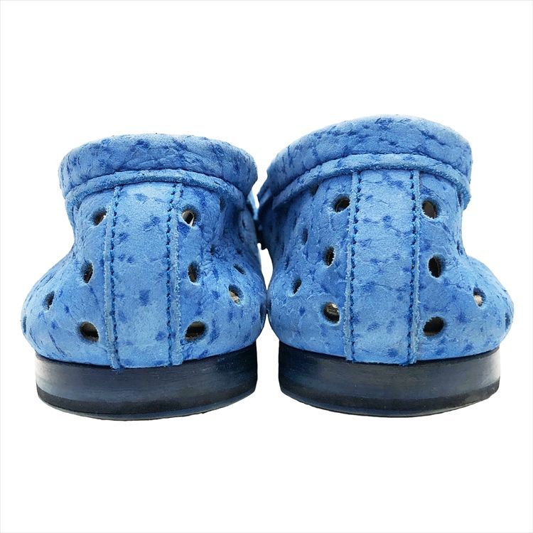 Dolce & Gabbana 青 ローファー DOLCE&GABBANA D&G Logo Plate Perforated Nubuck Slip On