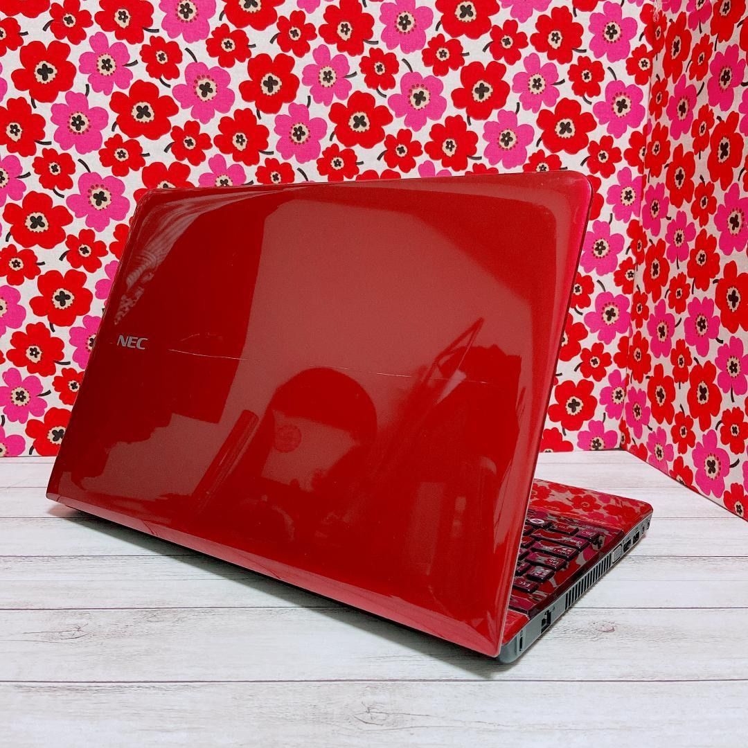 いとまるPC【美品】人気 NEC❤️ノートパソコン 赤 大容量 カメラ機能