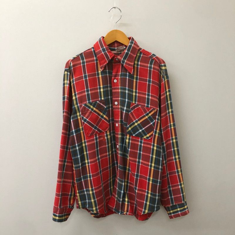 J.C.PENNY ジェイシーペニー BIG MAC ビッグマック 70 s FLANNEL CHECK SHIRT VINTAGE 70年代 フランネル チェックシャツ 長袖 トップス ヴィンテージ 145-250509-kk-33-tei