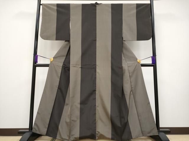 平和屋本店■極上　本場黄八丈　黒八丈　紬　平織　草木染　間道　証紙付き　逸品　CYAA2373s5 平和屋本店□極上 本場黄八丈 黒八丈 紬 平織 草木染 間道 証紙付き