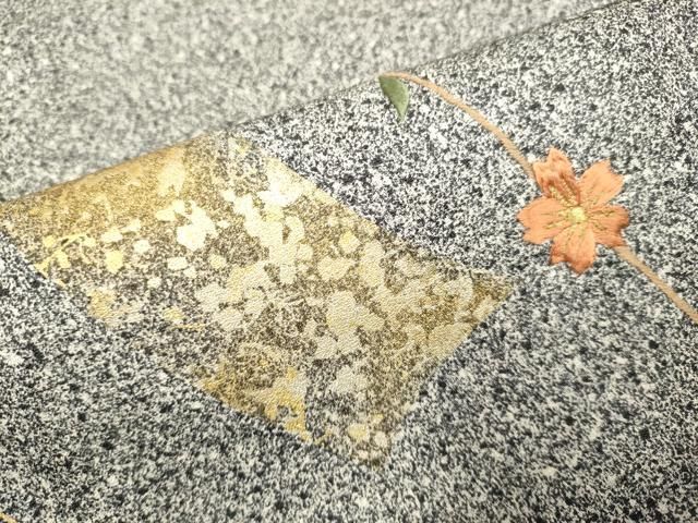 平和屋着物▽訪問着 単衣 刺繍 短冊枝垂れ桜文 たたき染め 金彩 正絹