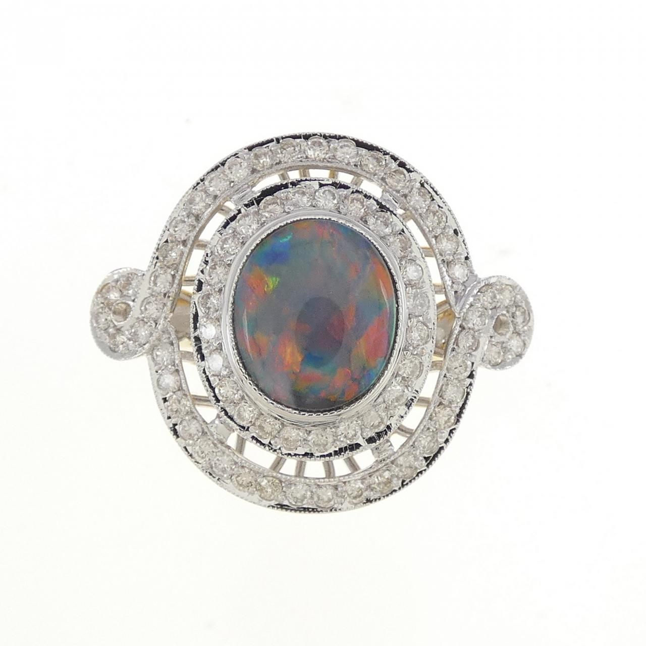 750WG/750YG ブラックオパール リング - メルカリ 