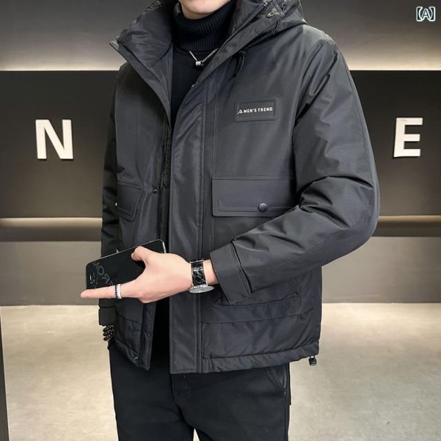 L 秋冬 コーデ メンズ 服 シンプル ファッション オシャレ 大人 かっこいい 大きいサイズ ストリート 紳士服 軽 薄手 ダウン ジャケット フード付き 厚手