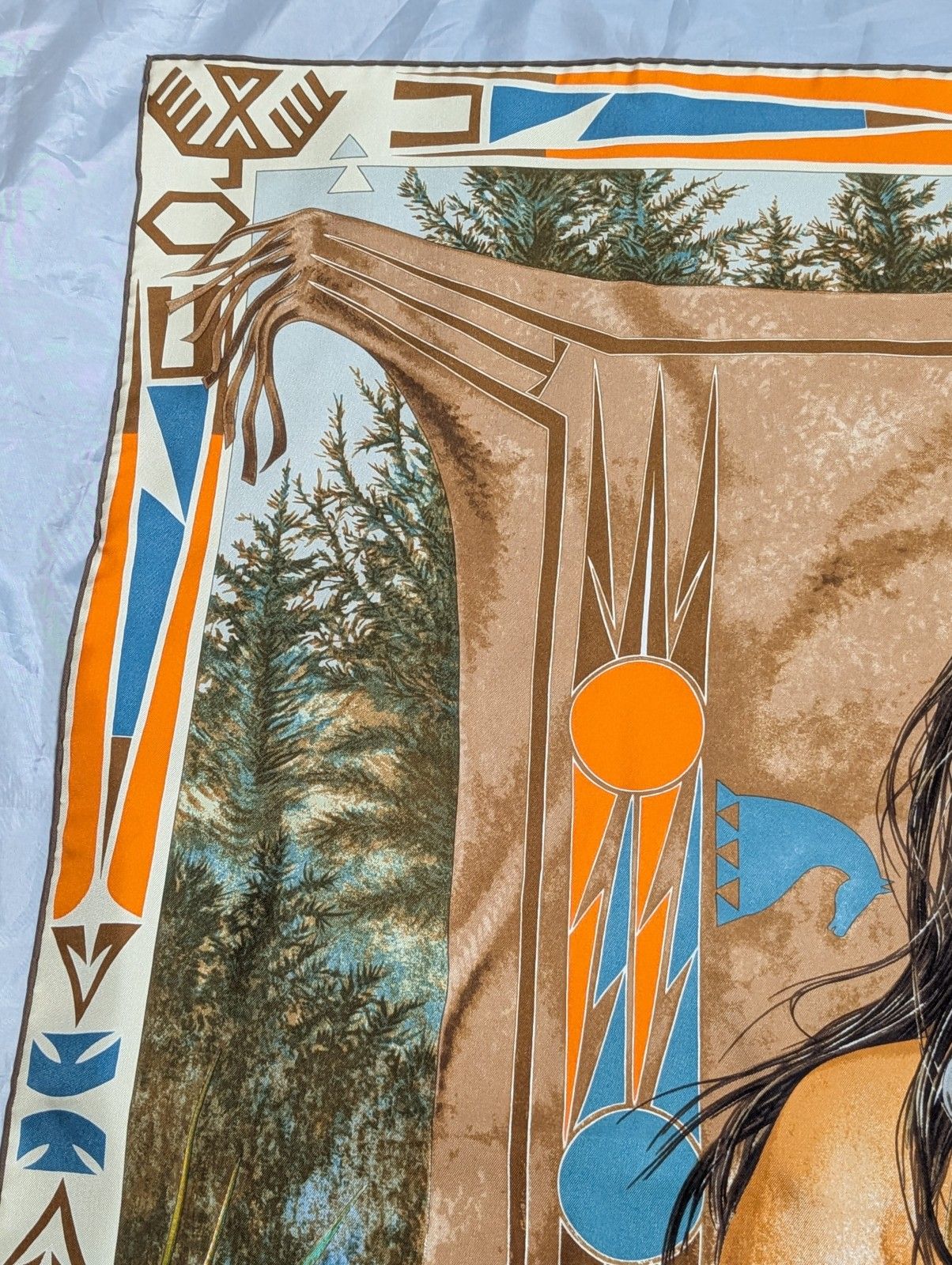 ほぼ新品 HERMES カレ 90 WAKO NI インディアンガール シルクスカーフ