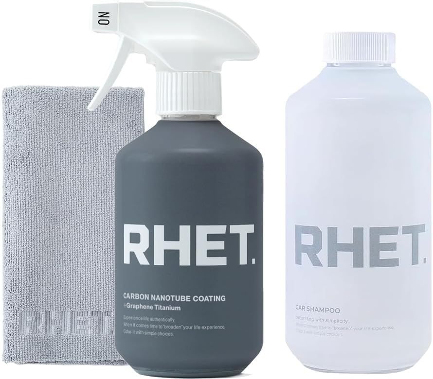 RHET. コーティング剤 プロフェッショナルモデル カーシャンプー クロス 3点 洗車 セット カーボンナノチューブ グラフェン チタン配合 コーティング 400ml シャンプー 500ml マイクロファイバークロス レト