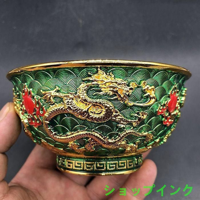 清乾隆 双龍碗 景泰藍双龍戯珠碗 装飾品 現代工芸品 美術品 置物