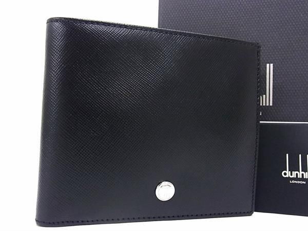 ■新品■未使用■ dunhill ダンヒル レザー 二つ折り 財布 ウォレット 札入れ メンズ ブラック系 AY8226