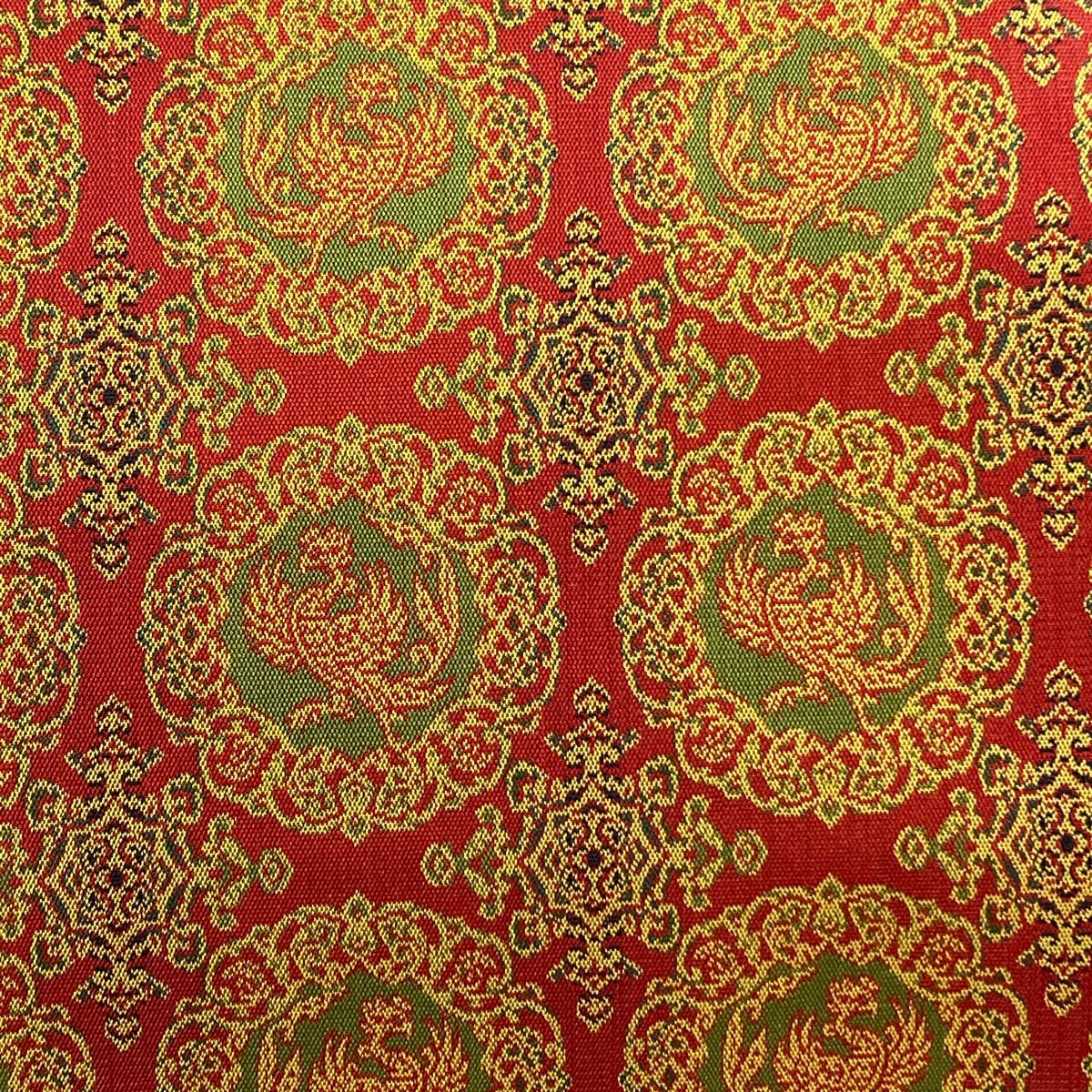 開き名古屋帯 美品 逸品 龍村美術織物 鳳凰 華文 赤 正絹 【中古