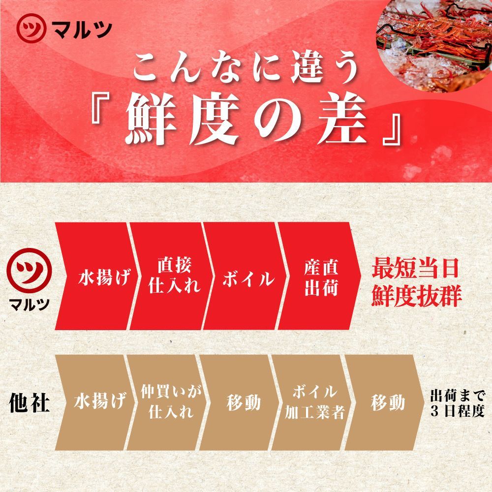 蟹屋の釜茹で紅ずわい蟹1.8kg箱詰めセット