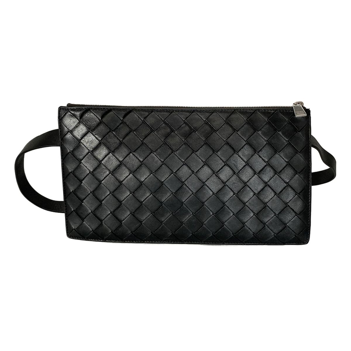 BOTTEGA VENETA ボッテガヴェネタ ウエストポーチ イントレチャート 黒 レザー