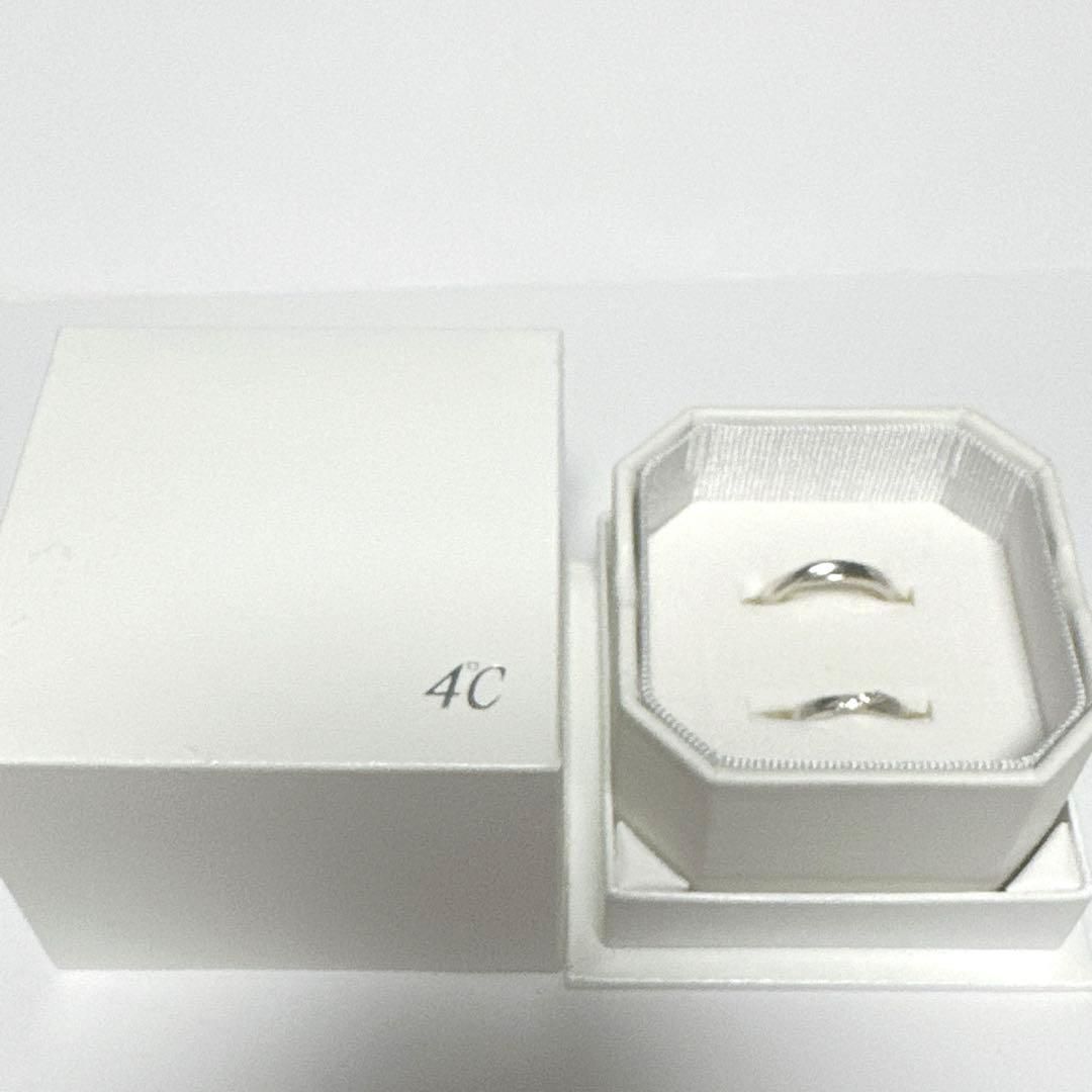4℃ ヨンドシー ペアリング 指輪 シルバー 石付き 箱付き 永遠の愛 10号 
