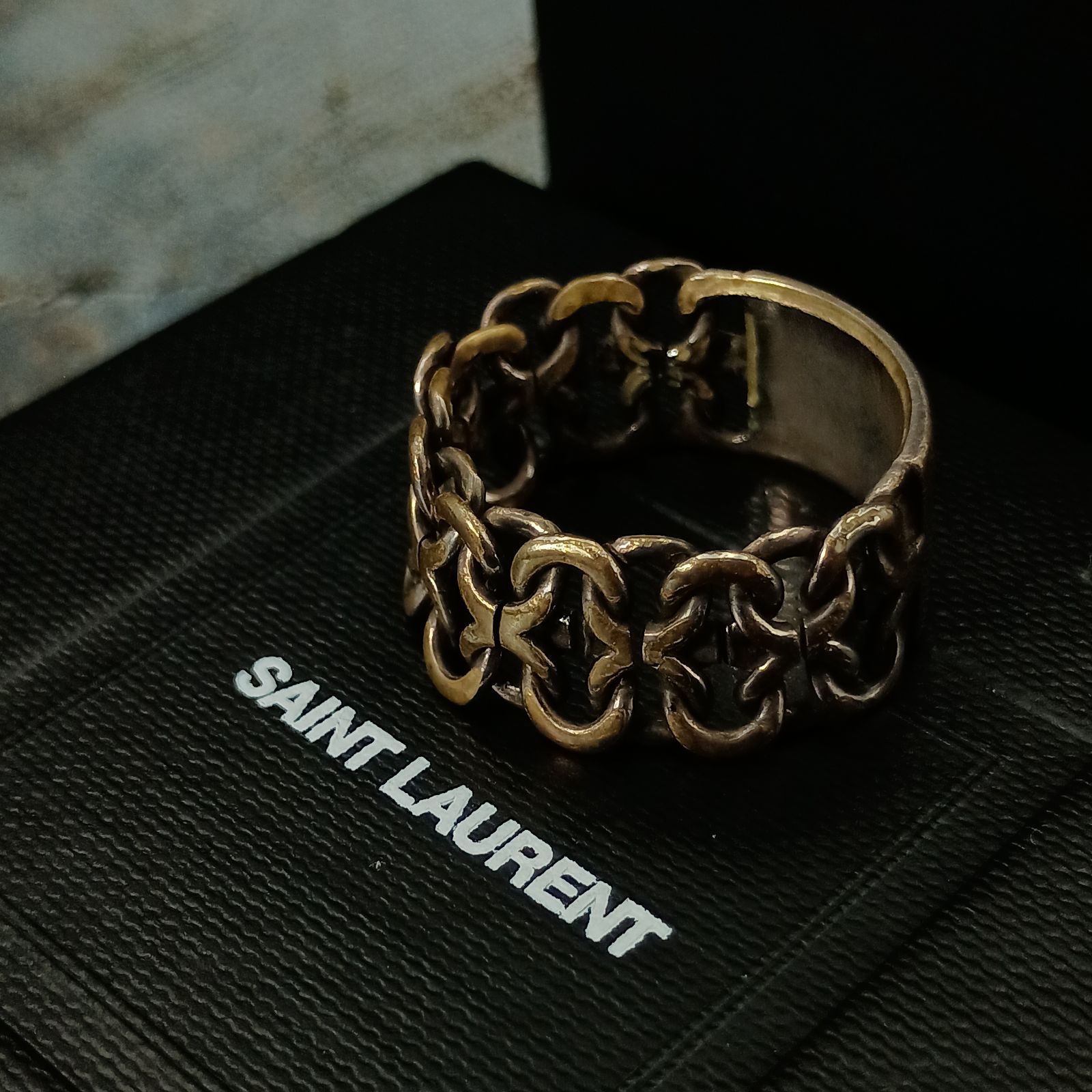 SAINT LAURENT サンローラン 24号 エングレーブ チェーン リング ヴィンテージ 指輪 WWW_USTAUSTRALIA_COM_AU