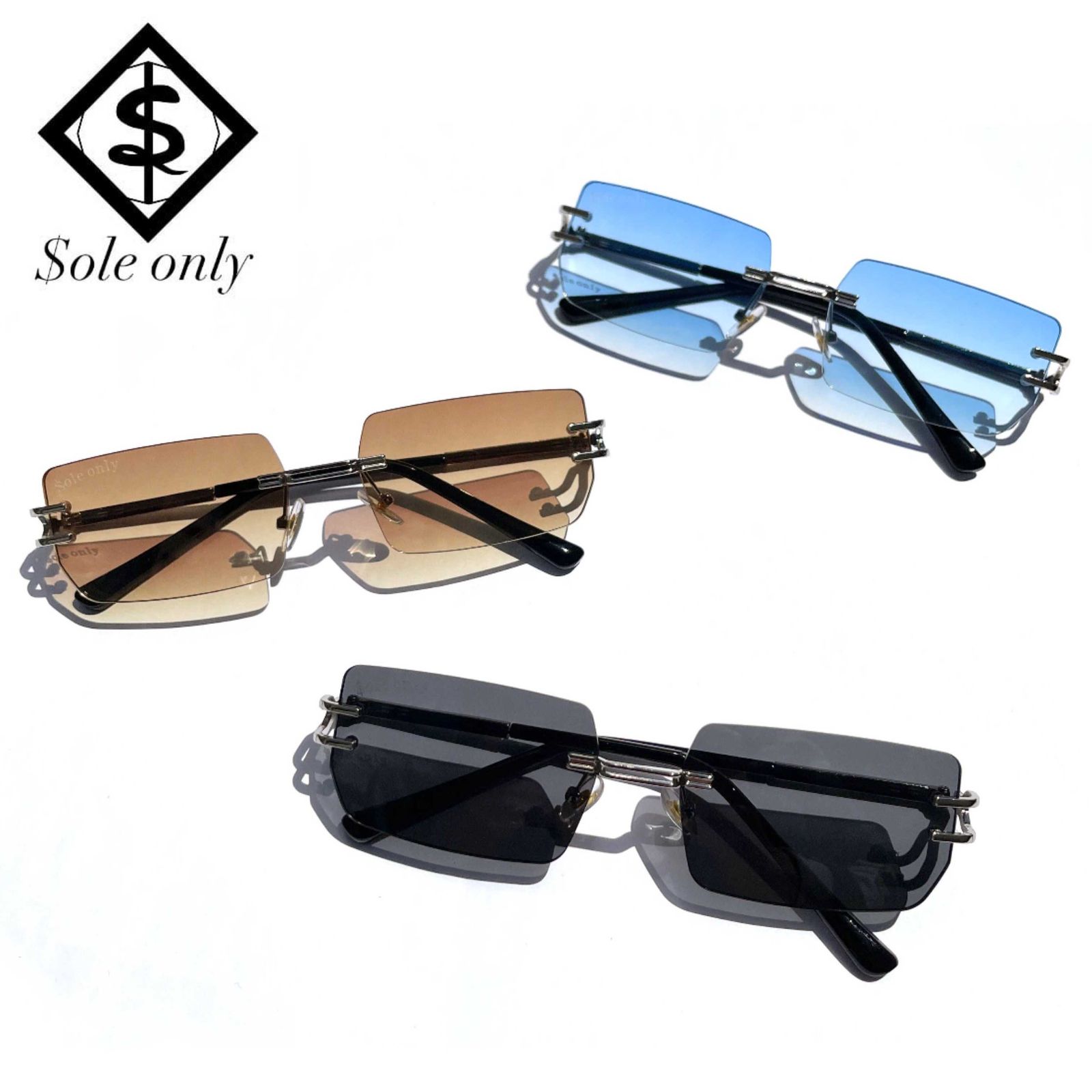 $ole only ソールオンリー rimless リムレス sunglasses in 3 colors サングラス ケース付き メンズ レディース ユニセックス 男女兼用