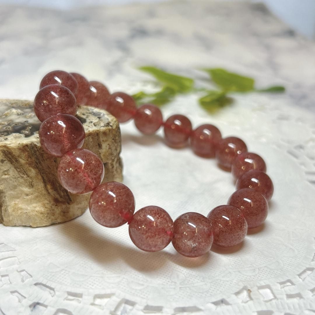 E13891 ストロベリークォーツ 11㎜ ロシア産 ブレスレット Strawberry Quartz