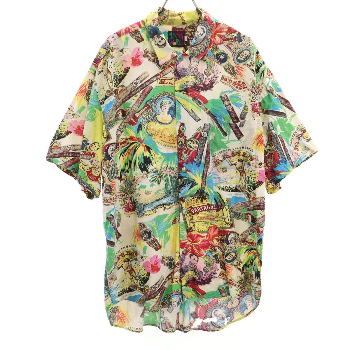 90s JAMS WORLD アロハシャツ　絵画 JAMS World ジャムズワールド アート柄 半袖 アロハシャツ L マルチ