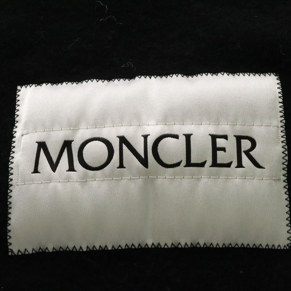 美品✨モンクレール 22AW ロゴ フリンジ マフラー 黒 ブラック MONCLER (モンクレール) 21AW ロゴパッチ ウール フリンジ