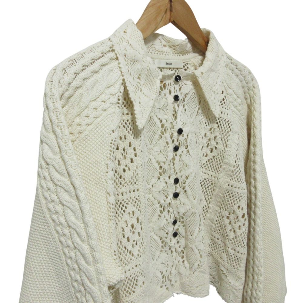 未使用 anuke アンヌーク Layered Lace Knit 透かし模様 ニット