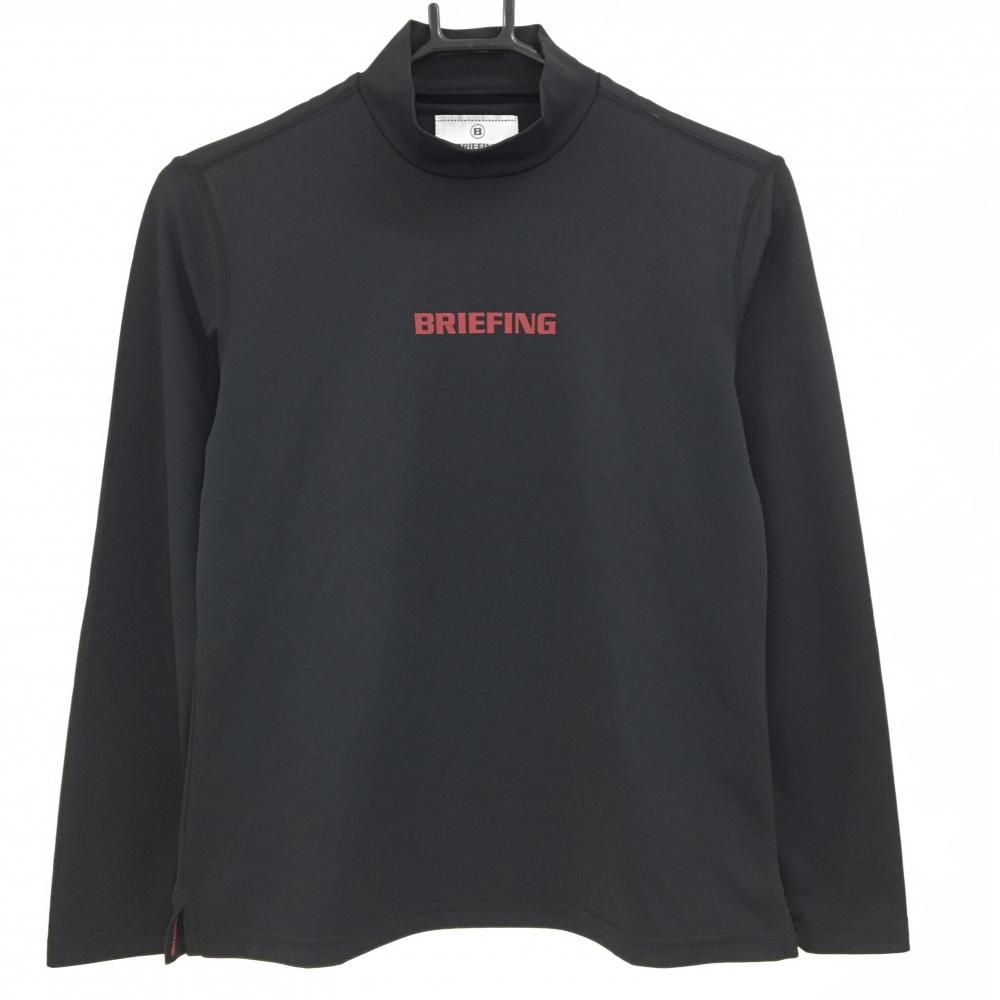 超美品】ブリーフィング 長袖ハイネックシャツ 黒 ロゴレッド