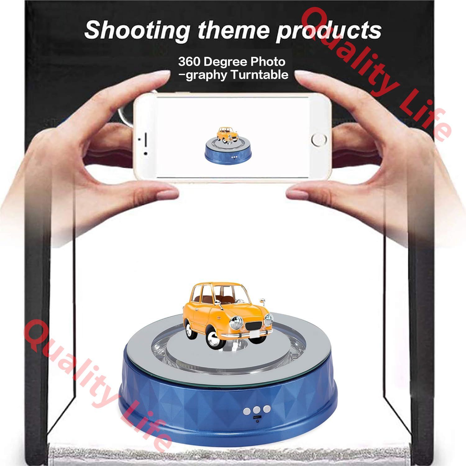 電気回転ターンテーブルLedライト付きブルートゥース音楽7色変更鏡面ディスプレイスタンド360度写真電動回転製品展示台