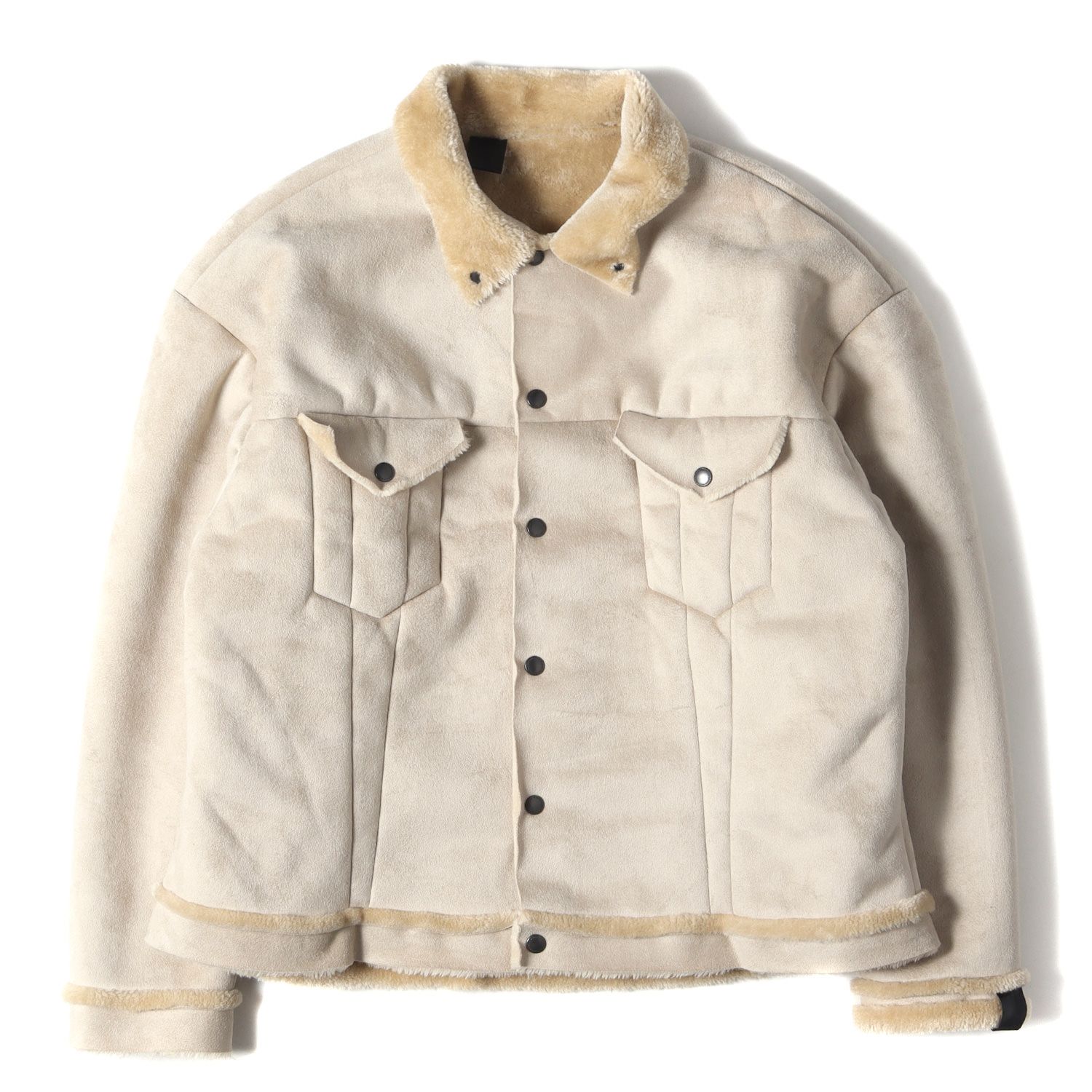 美品 N.HOOLYWOOD エヌハリウッド ジャケット サイズ:40 22AW フェイク ムートン ブルゾン Fake Mouton Blouson  2222-BL01-008 peg トラッカージャケット 内ボア ライトベージュ アウター コート 日本製 - メルカリ