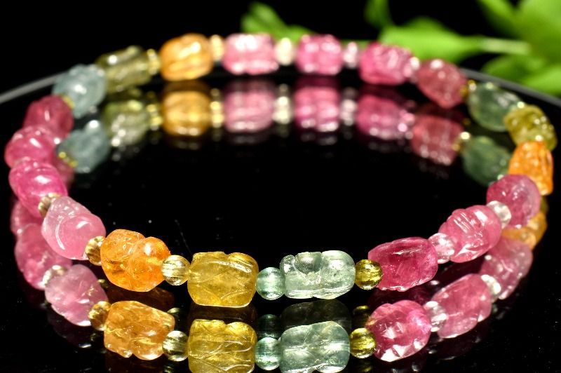 月末までセール　 トルマリンブレスレット 最高品質 トルマリン ブレスレット 13mm 18cm メンズM