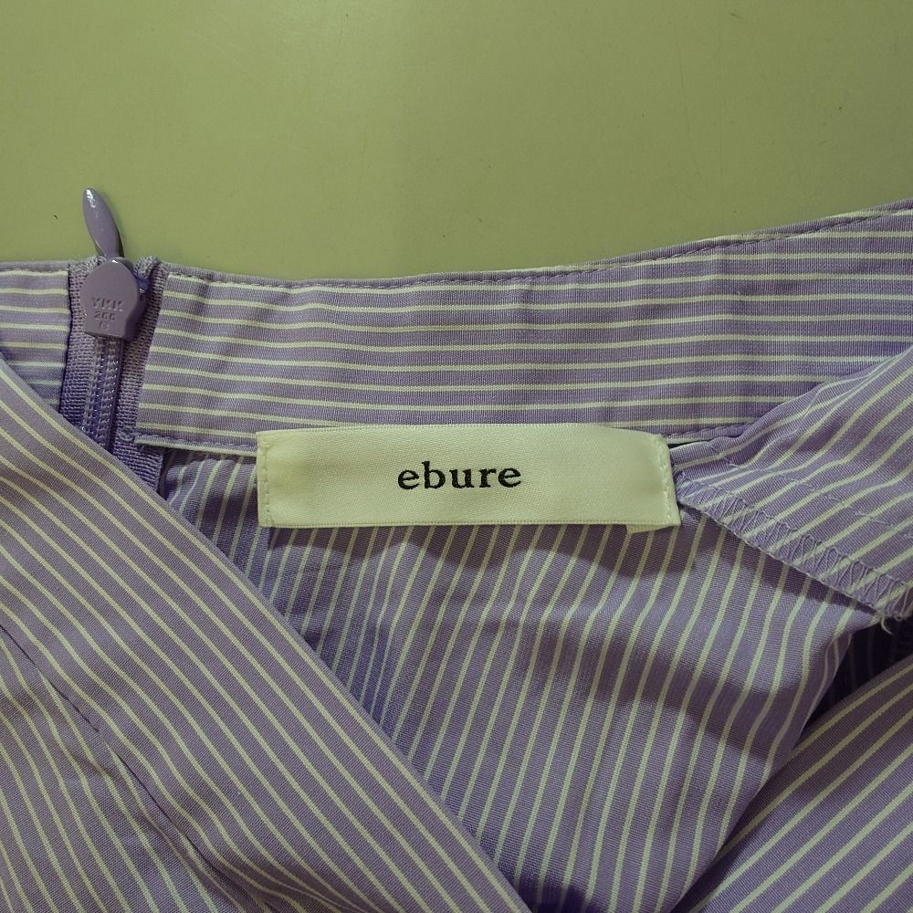 美品 24SS ebure エブール カラーストライプ シャツワンピース  