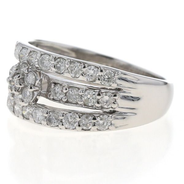 Pt900 プラチナ リング ダイヤモンド 1.00ct 3列 3連 ストレート 