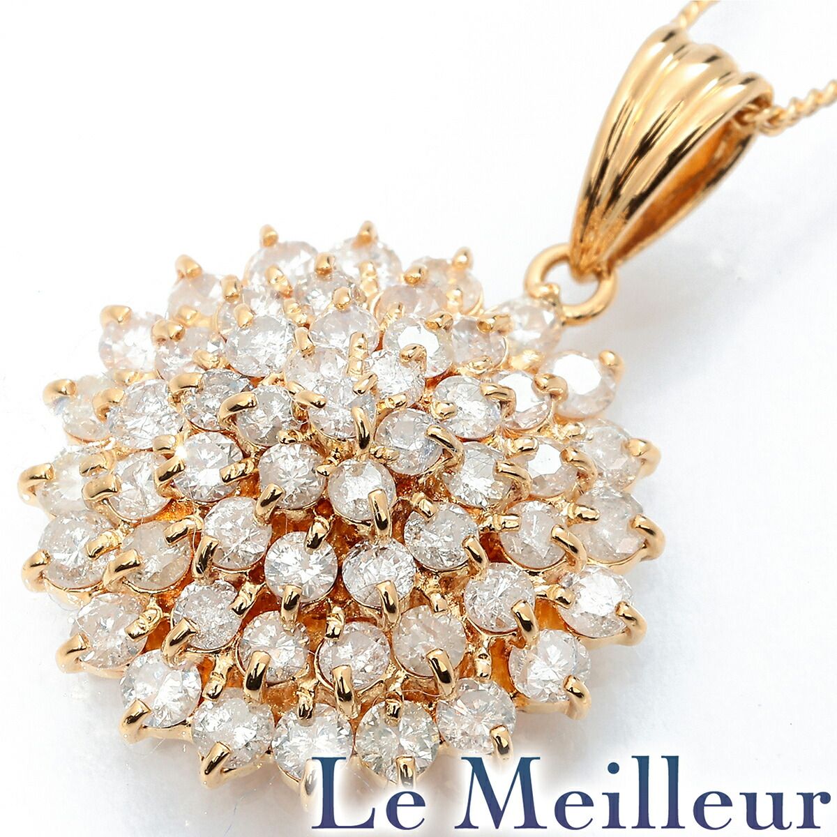 ダイヤ1カラットフラワーモチーフベンダントネックレス ダイヤ1カラットフラワーモチーフベンダントネックレス