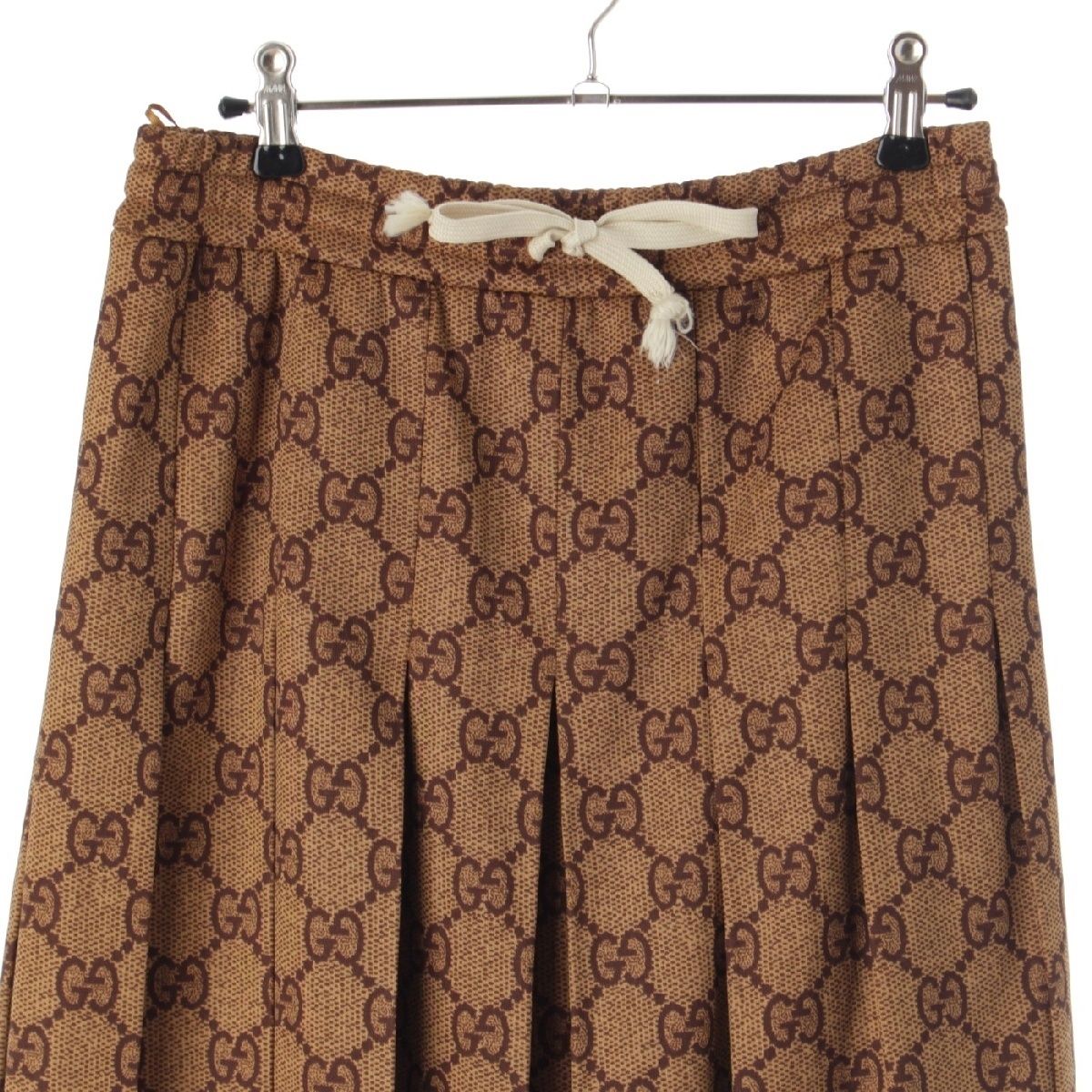 グッチ コットン GGテクニカル ジャージ プリーツ ロング スカート  