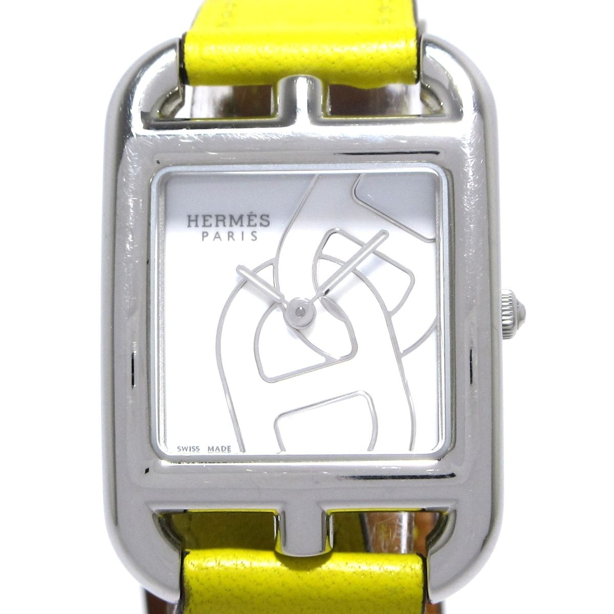 HERMES エルメス 腕時計 ケープコッド ドゥブルトゥール CC1.310 レディース SS|革ベルト|Z刻印 白
