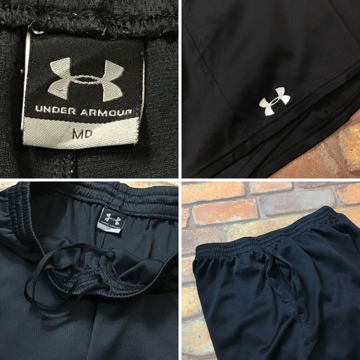 SP1-133★USA直輸入★良品★ブラック【UNDER ARMOUR アンダーアーマー】メッシュ ショートパンツ【メンズ M】ランニング ジム スポーツ US古着 トレーニング