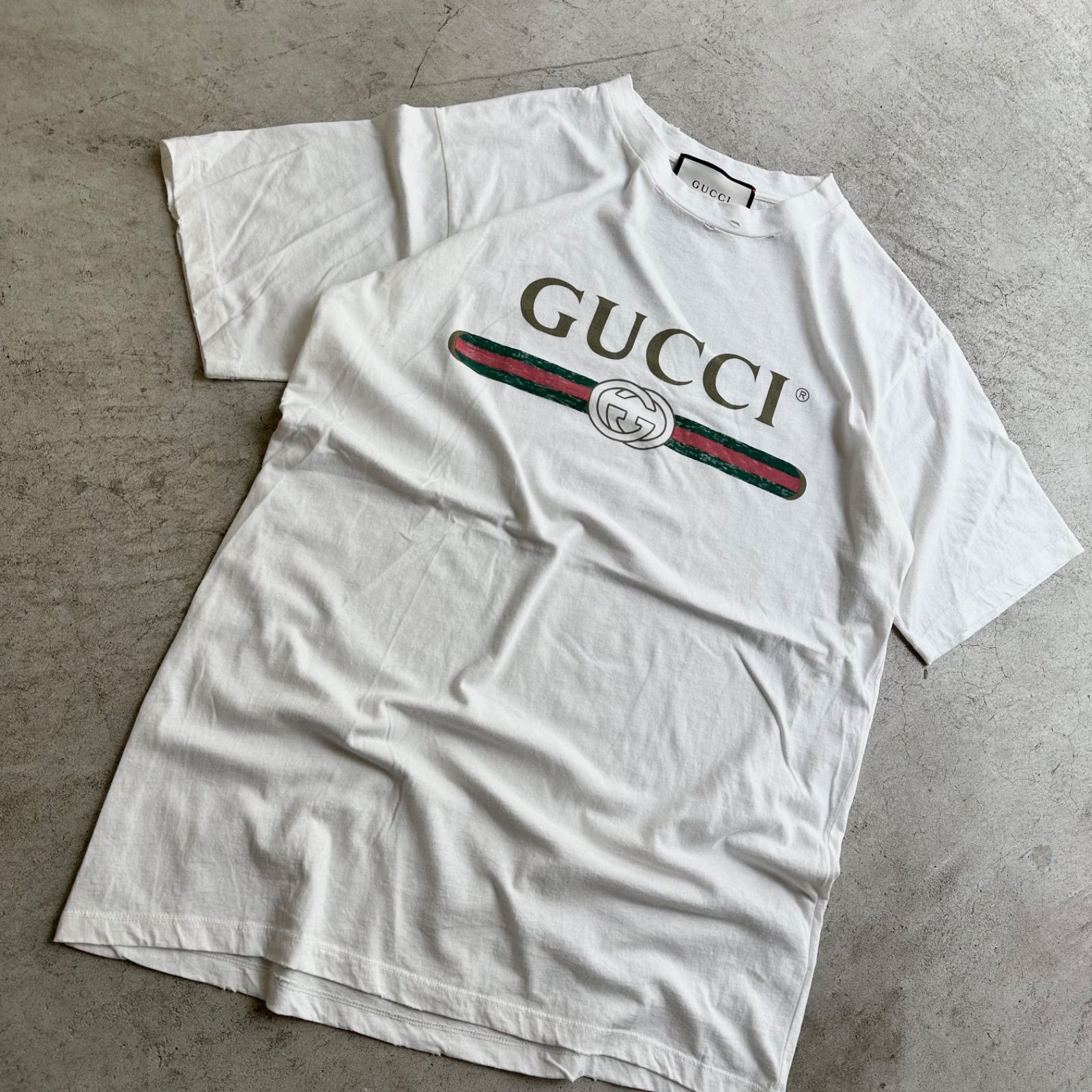 グッチ GUCCI 17SS ロゴ ウォッシュド オーバーサイズ Tシャツ 